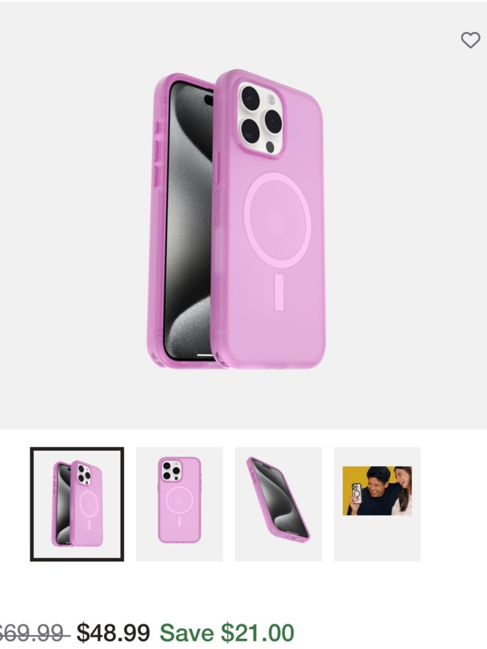 OtterBox MagSafe-Compatible iPhone 15 ProMax Case in Lavender Pink - Picture 2 of 16